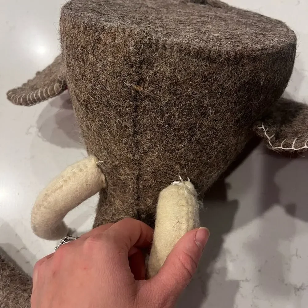 Boiled Wool Elephant Head Taxidermy Style Large Grey